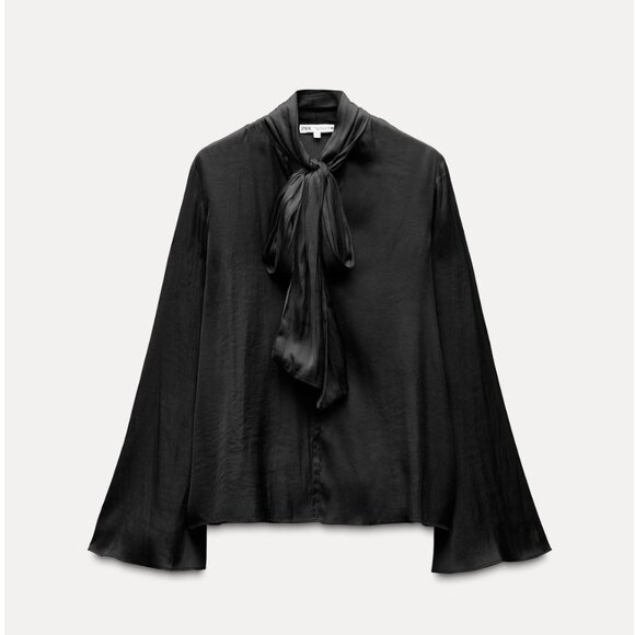 ZARA Black Bow-Neck Blouse (Ref. 7038/019/800) – Size M – New without tags - Picture 11 of 12